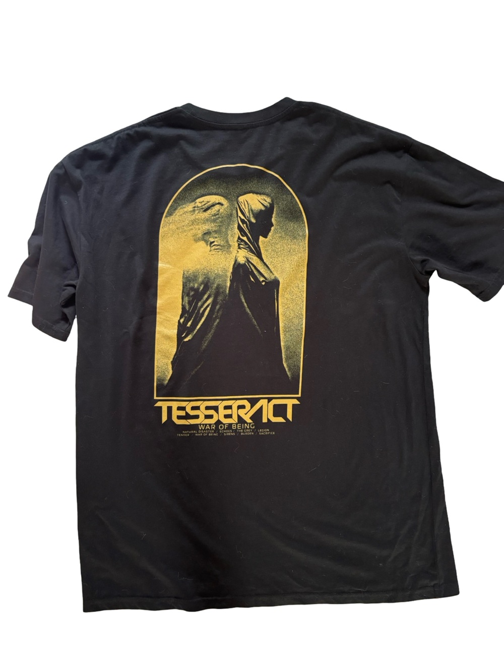 Tesseract War of Being Black Graphic T Shirt 2XL Gold Print Sci Fi Band Tee